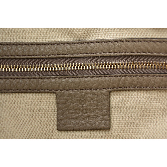 Gucci Soho Interlocking G Tote Shoulder Bag Leather Greige - Picture 6 of 12